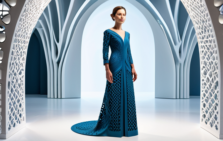 **Prompt for Innovative Design and Artistic Expression:**
    A female model, fully clothed in a modest, professionally designed 3D-printed gown, featuring an intricate, architectural pattern and unique, futuristic texture. The gown flows elegantly, showcasing the complex structures achievable with additive manufacturing. She stands gracefully in a minimalist, brightly lit gallery space, emphasizing the artistic nature of the garment. Perfect anatomy, correct proportions, natural pose, well-formed hands, proper finger count, natural body proportions. High-resolution, professional studio photography, safe for work, appropriate content, family-friendly, fully clothed, professional dress.
