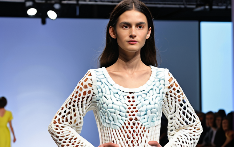 Sustainable Fashion Showcase**

"A fashion show featuring models wearing 3D-printed garments made from recycled plastic fibers and bio-based materials like seaweed. The backdrop showcases the process of turning plastic bottles into usable thread.  Models are fully clothed in innovative, eco-friendly designs, emphasizing the textures and unique forms possible with 3D printing.  Bright, natural lighting.  Safe for work, appropriate content, fully clothed, professional, family-friendly, perfect anatomy, correct proportions, natural pose, well-formed hands, proper finger count, natural body proportions."

**