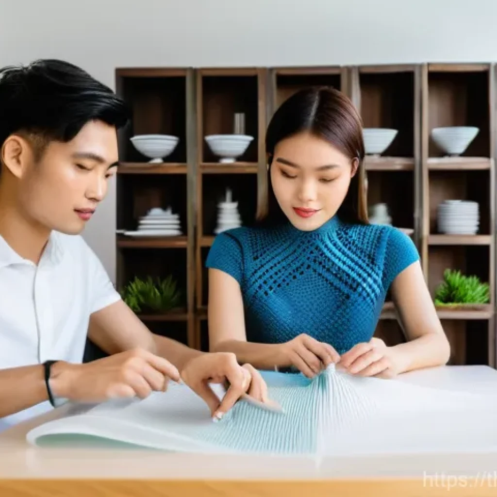 3D 프린팅 패션의 고객 피드백 활용법 - **Prompt:** "A diverse group of young, stylish Thai adults (male and female) are enthusiastically en...