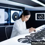 Home 21 D 프린팅 패션의 상업적 성공 사례 - A futuristic fashion studio showcasing advanced 3D printing technology in Thailand, with designers w...
