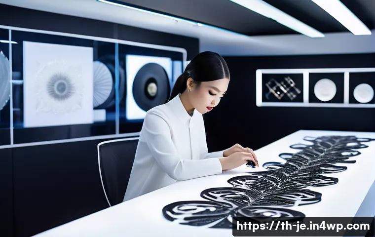 D 프린팅 패션의 상업적 성공 사례 - A futuristic fashion studio showcasing advanced 3D printing technology in Thailand, with designers w...